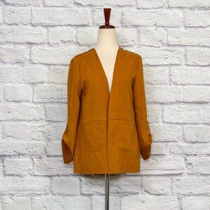 Camaieu Ochre Faux Suede Open Jacket